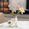 Cute Ceramic Vase Creative Living Room Hydroponics Flower Arrangement Table Cartoon Cat Decorative Ornaments
