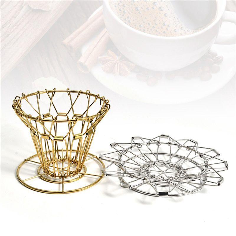 AEE2-Coffee Dripper Folding Rack Stainless Steel Hand Making Coffee Dripper Filter Paper Holder Dispenser Storage Stands