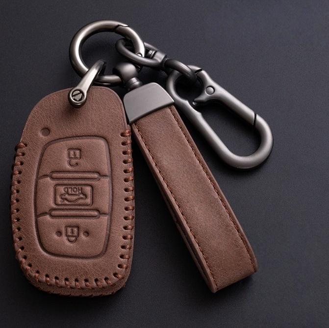 Leather Car Key Case Cover Holder For Tucson Sonata Santa Fe Creta ix25 ix35 i10 i20 Verna Solaris Mistra Elantra Accent
