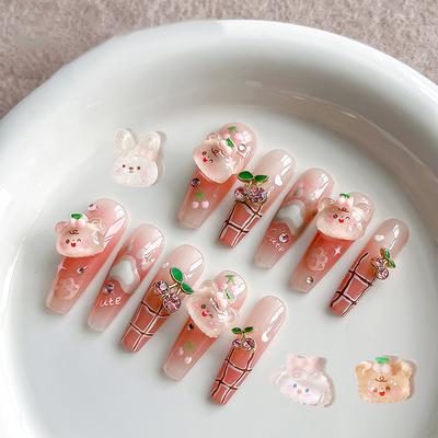 5 Adet Mini Çizgi Film Tırnak Sanatı Aksesuarları Tırnak Takıları Kawaii Sevimli Ayı Kurdele Tavşan Tırnak Sanatı Takıları Kendin Yap Dekorasyon