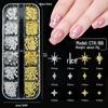 Gold & Silver Cross Starburst Nail Art Studs and Dots