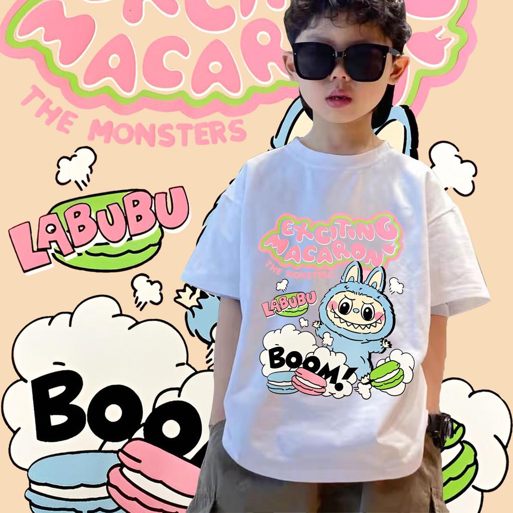 New Labubu Children's T-shirt Comfortable Design Soft and Breathable Round Neck Short Sleeve Loose Boys' Top Suitable for Play