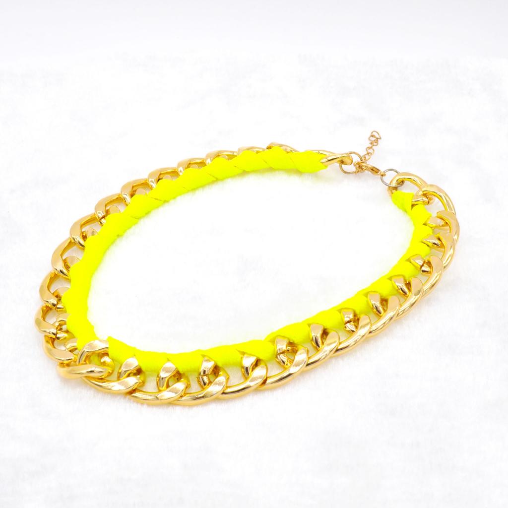 Trendy Big-Name Fluorescent Necklace, Jewelry Fashion Chain Woven Webbing Necklace