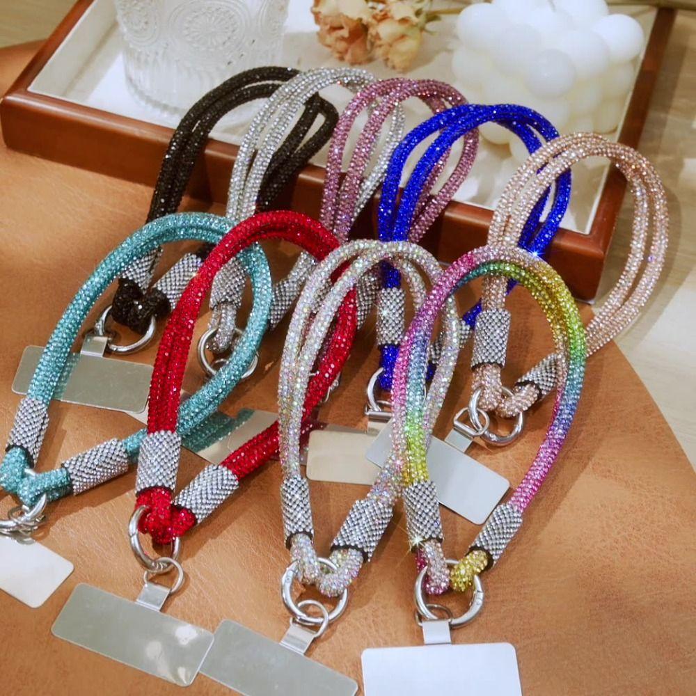 Glitzer Strass Handy-Lanyard Helles Anti-Verlust Handgelenkband Handyzubehör
