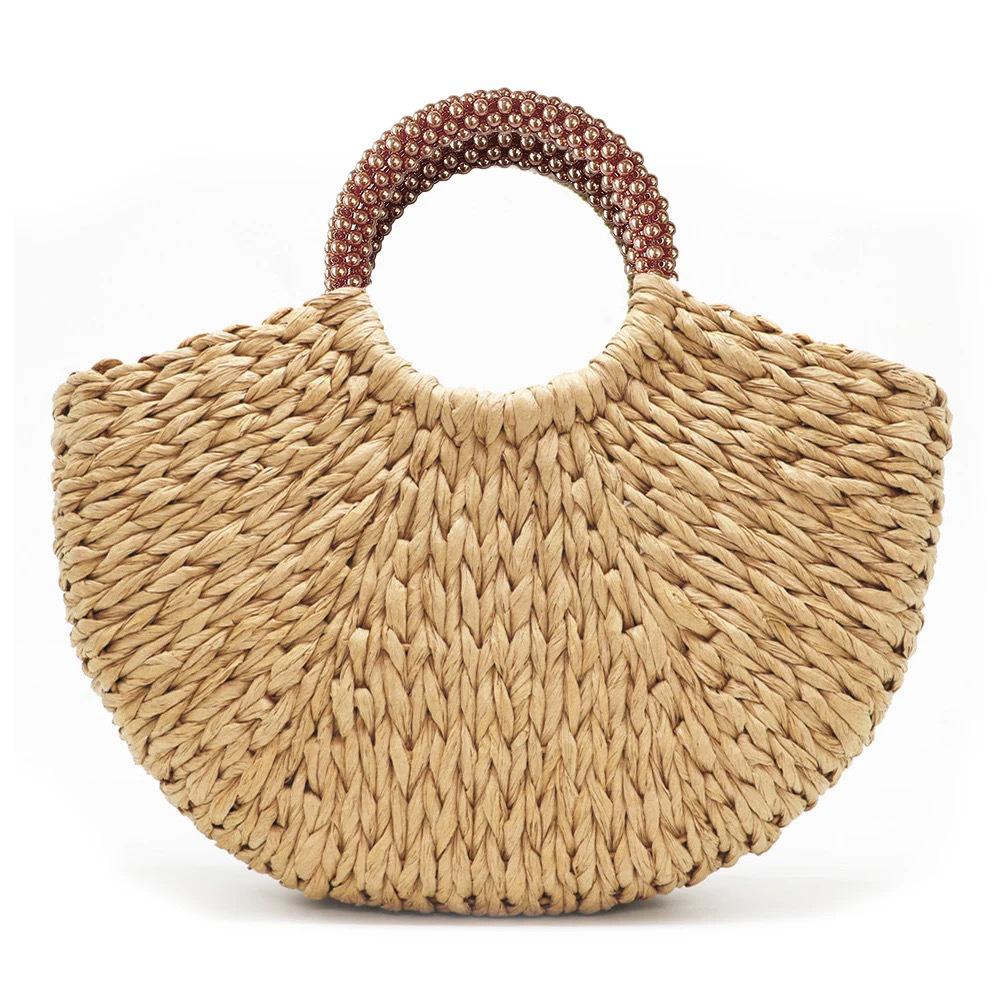 High-Quality Pearl Woven Handmade Bag Handle with Iron Rings