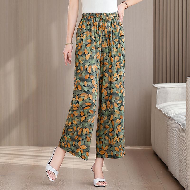 Pantaloni Estivi da Donna Taglie Forti a Vita Alta Larghi Vintage Abbigliamento Elastico in Vita Pantaloni Estivi