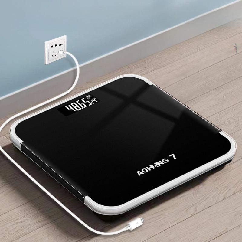 Rechargeable Smart Electronic Scale High Precision Household Body Weight Scale Compact Digital Weighing Scale чёрный