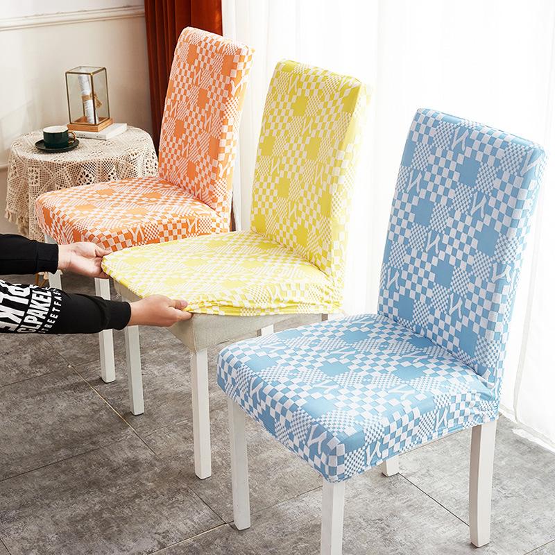 Thickened Elastic Chair Cover Plaid Pattern Breathable Non-Slip Decorative Seat Cover Universal Living Dining Room Chair Cover