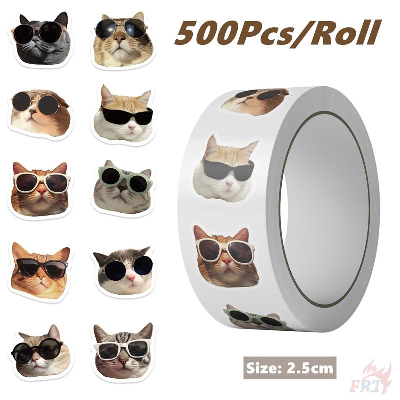 500Pcs/Roll Kuso Funny Sunglasses Cats Kids Rewards Stickers - DIY Scrapbooks Album Decor Sealing Label Decals