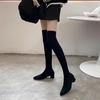 French Internet Celebrity Pointed High Heel Thin Boots Women 2025 New Autumn and Winter Elastic Tube Thick Heel Knee Socks Boots Boots