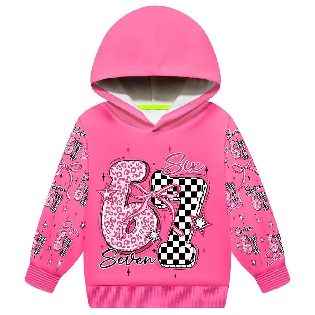 Modna dziecięca bluza z długim rękawem, nadrukiem i kapturem, luźna, dopasowana