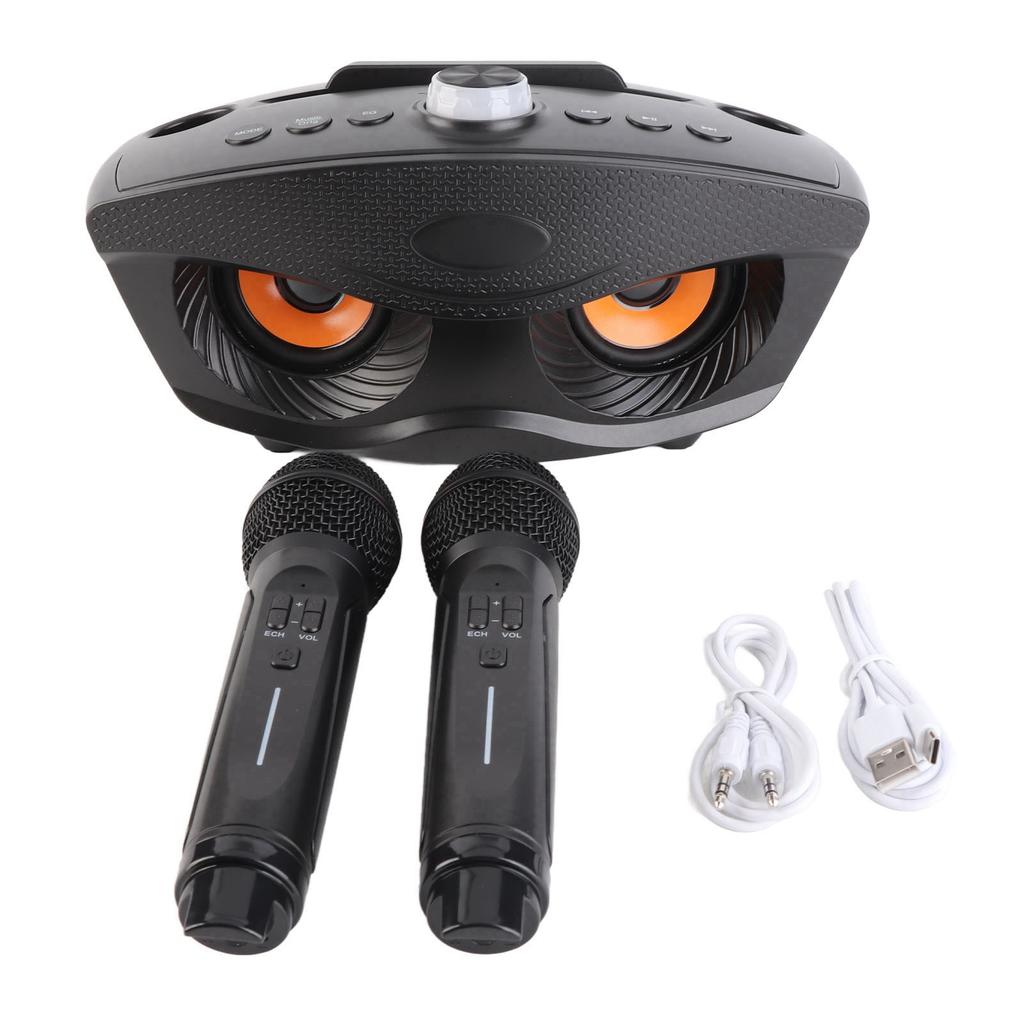 Bluetooth Speaker Home KTV Karaoke Bluetooth Speaker with Two Microphone (Black)