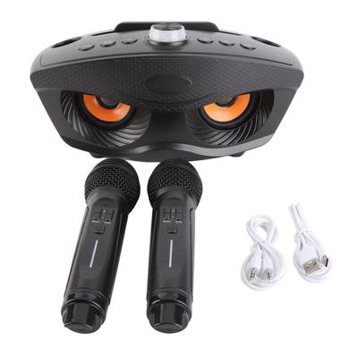 Głośnik Bluetooth Domowe KTV Karaoke Głośnik Bluetooth z Dwoma Mikrofonami (czarny)