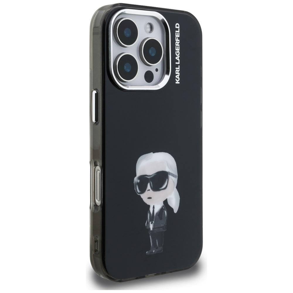 Karl Lagerfeld IML Aquarelle Karl & Logo Case for iPhone 16 Pro Black