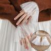 1 Pair Detachable Lace Cuff Sleeves Gauze Elastic Sleeve Cuffs Wrist Lace Cuffs White Sleeves Cuffs Women Blouse Wrist Warmers