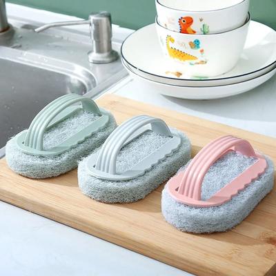1pcs Kitchen Sponge Cleaning Brush with Handle Multifunctional Bathroom Strong Scouring Pad Magic Brush Washing Tools Dish Brush