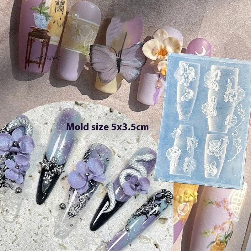 3D Flower Butterfly Nail Art Silicone Mold Multi-style DIY UV Acrylic Resin Nail Decoration Mould for Manicure Salons