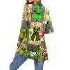 Women's Fashion Christmas Print Long-Sleeved Pocketed Slim-Fit Cardigan Coat