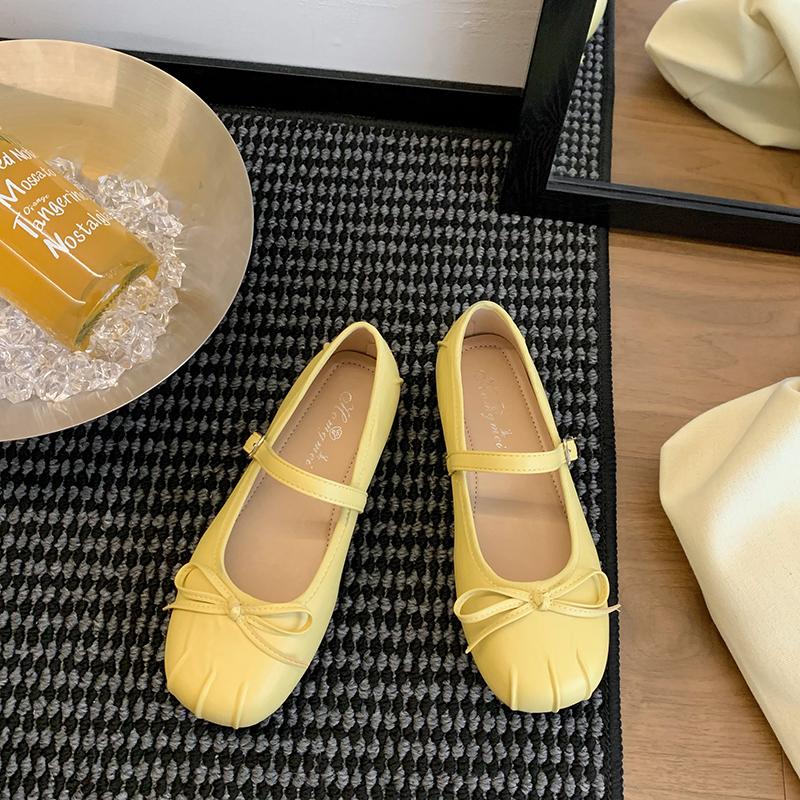 

Новый стиль Женские туфли Мэри Джейн с бантом-бабочкой Женские повседневные туфли-балетки с неглубоким вырезом Элегантные модельные туфли из мягкой кожи Zapatos Mujer 40 жёлтый