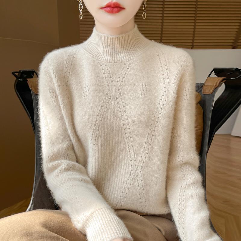 Dámský kašmírový svetr Kašmír Qinghe 30% kašmír 70% vlna podzimní a zimní pulovr hřejivý a módní