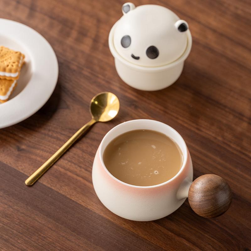 Cultural and Creative Panda, Mutton Fat, Jade Porcelain, Portable Travel Tea Set, Coffee Cup, Coffee Cup, Modern Light Luxury, Business High-end Gifts