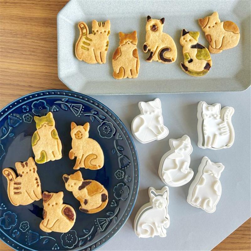 5PCS Cute Cat Cookie Cutters Animal Pet Kitten Birthday Cake Decorating Tool Fondant Frosting Biscuit Mold Baking Accessories