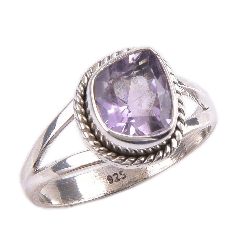 Natural Pink Amethyst Gemstone Handmade 925 Solid Silver Jewelry Ring S.9 R4k54