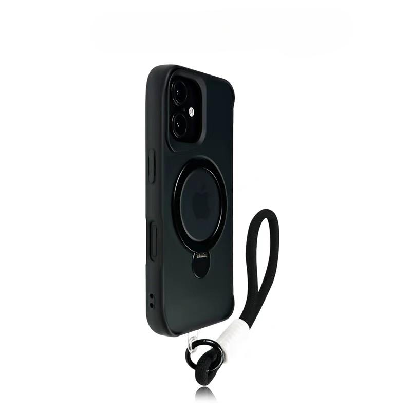 

Роскошный магнитный чехол-подставка Magsafe для iPhone 15 13 16 Pro Max 12 14 Plus, складная подставка, противоударная задняя крышка For iPhone 13 чёрный