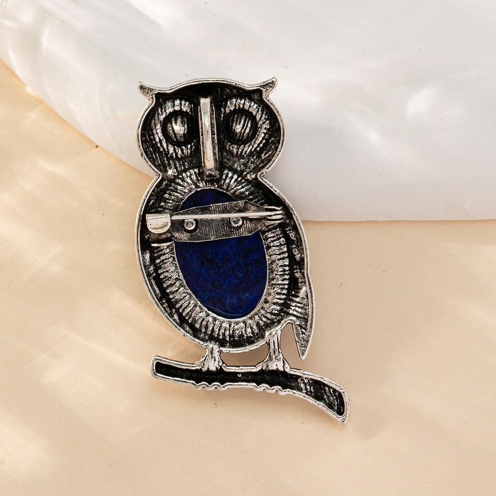 Owl Pendant Brooch With Natural Stone Embedding For Fashion Accessories