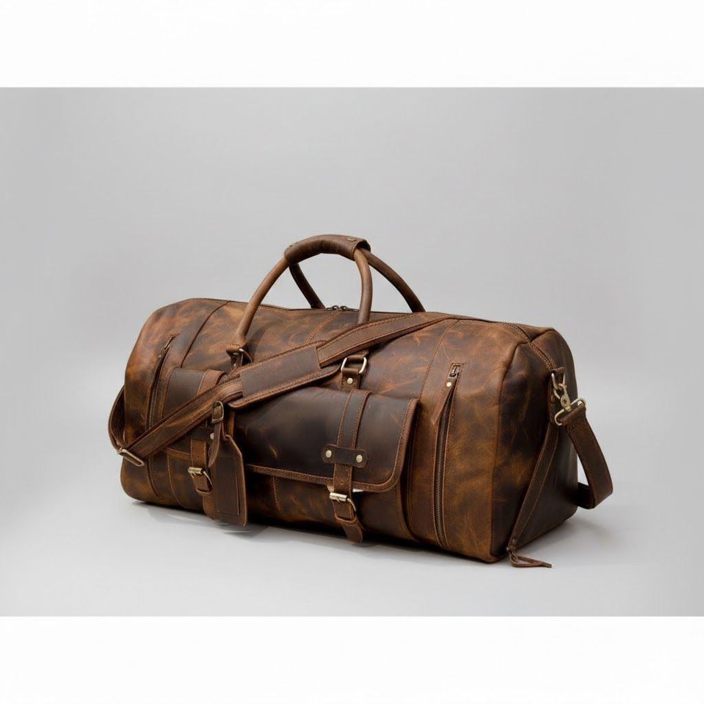 Handmade Leather Travel Bag Duffel Gym Bag, Leather Holdall, Overnight Duffel, Weekend Duffel, Large Luggage Unisex Gift