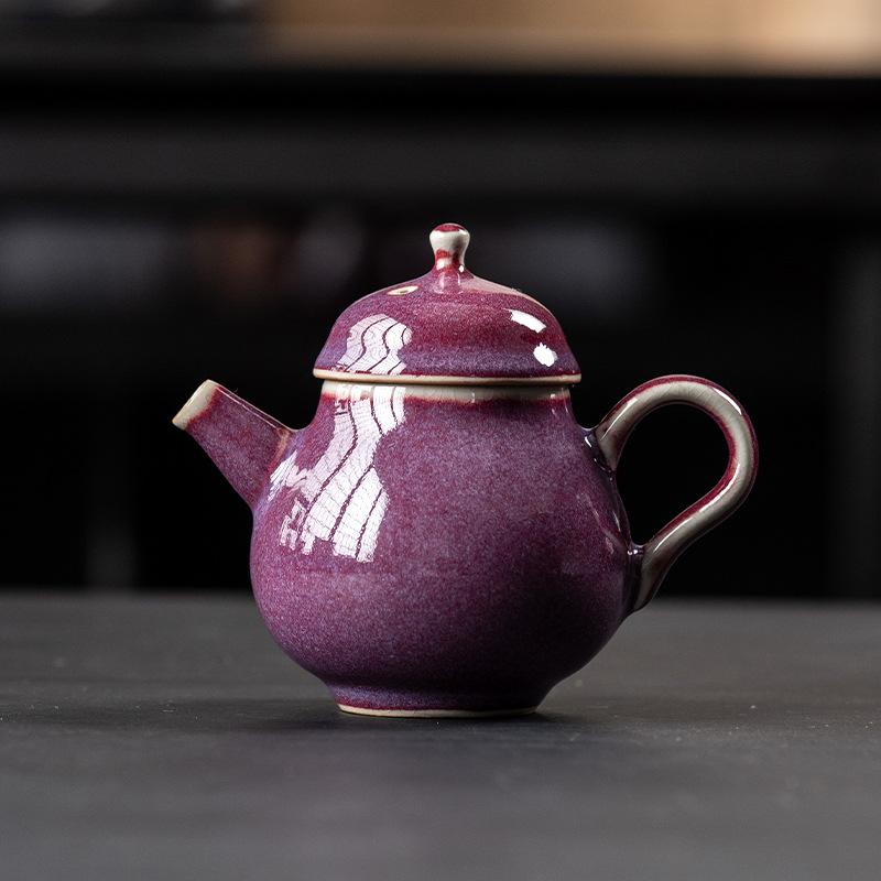 

Jun kiln purple gold teapot pear pot household high-grade large-capacity tea cup bubble teapot ceramic single pot kiln-changed crystalline glaze