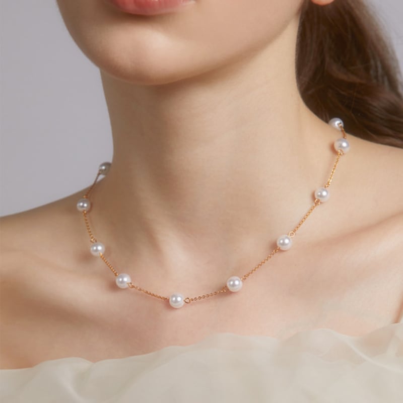 

Jean Paul Clarisse Chain Pearl Small Necklace BLSN011 gold