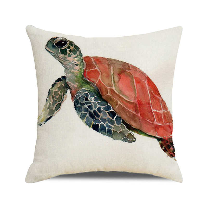 Home Decor Colorful Sea Turtle Watercolor Pillow Covers Pattern Cushion Cover Suitable for Sofa Bedroom Car Pillow Cover