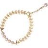 1 Pcs Women Fashion Simple Reative Design Sense Leaf Shape Golden Chain Pearl Stainless Steel Charm Bracelet Jewelry Accessories