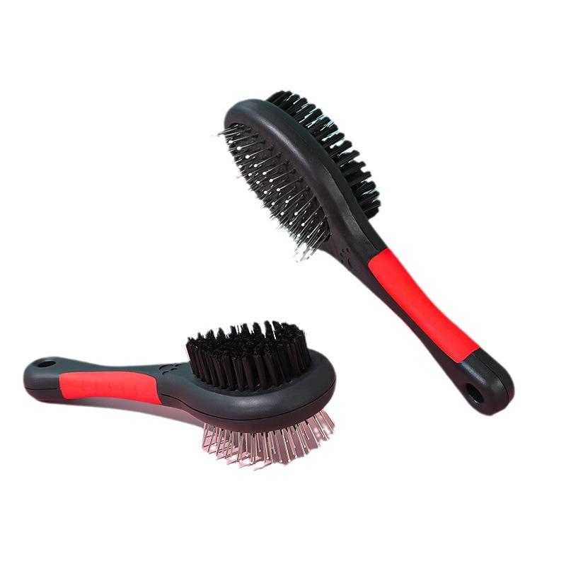 Pet Double-sided Comb with Protective Point Cat Dog Cleaning and Beauty Black Handle Hot-selling Red Glue Artifact