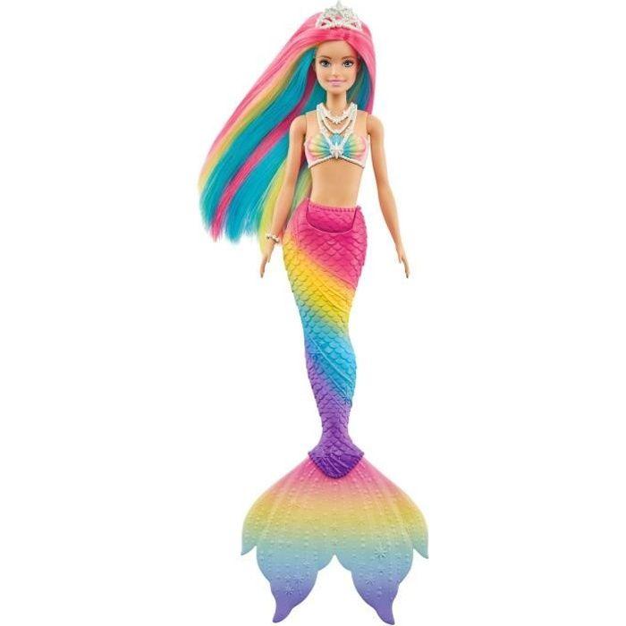 Barbie - Sirène Magique Arc-en-Ciel - Poupée - Dès 3 Ans