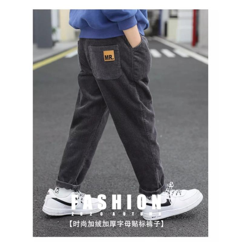 Boys Casual Fleece Lined Corduroy Long Pants Big Kids Children Trousers