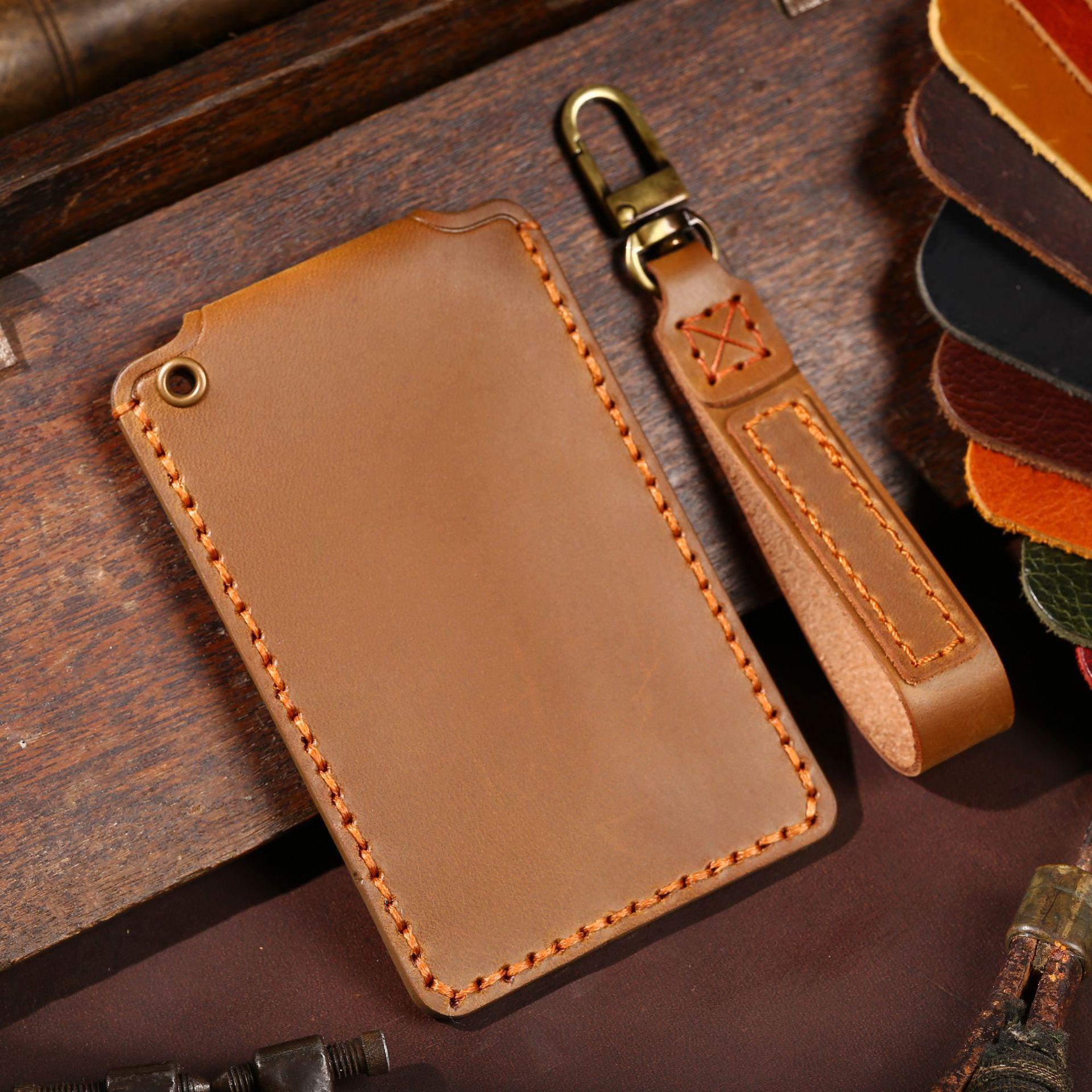 

Suitable for Tesla card key cover model3 NIO es6 Xiaopeng p7 car bag card protective cover leather коричневый