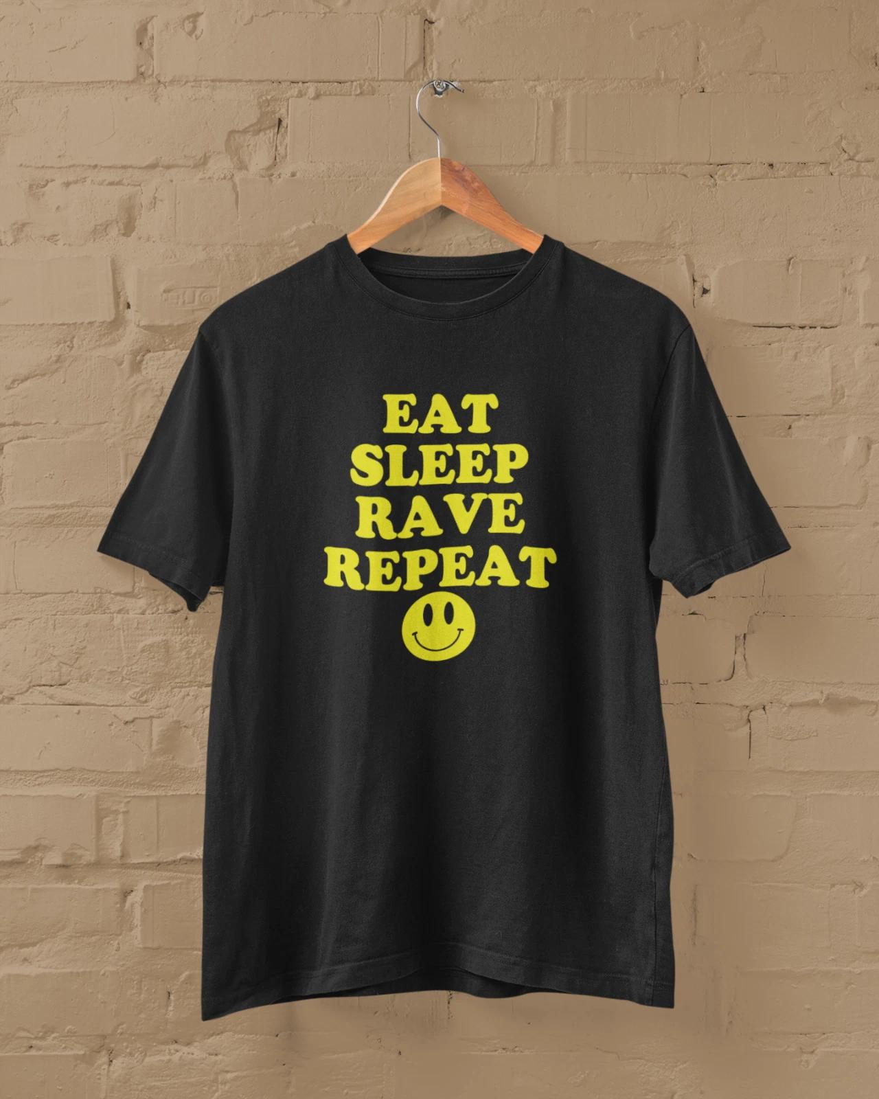 EAT SLEEP RAVE REPEAT - T-Shirt (Dance Techno EDM Festival Acid House Music IDM) M