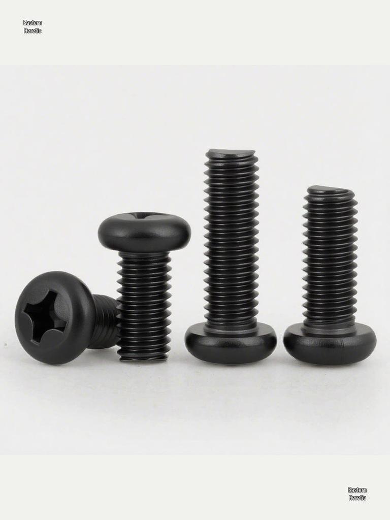 Black 316 Stainless Steel Phillips Round Head Machine Screw, Sizes M2.5-M8