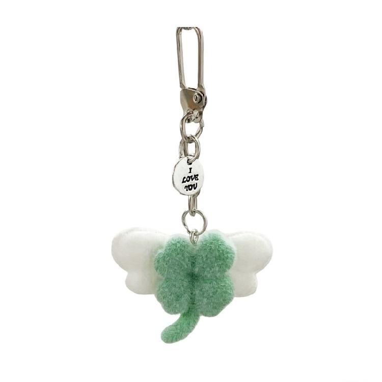 

Unique Four Leaf Clovers Angel Wing Pendant Keychain Decorative Accessories For Keys Wallet Chain 1