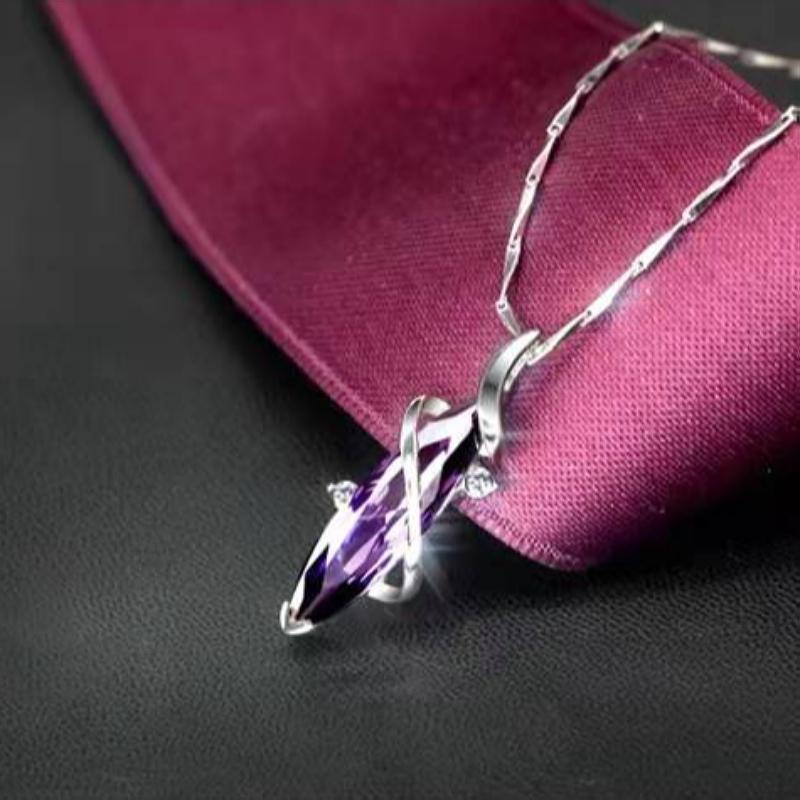 Fashionable Income ,European And American Korean Version Of Ling Ai Amethyst Necklace Romantic Tears Of Love Lucky Pendant Gift