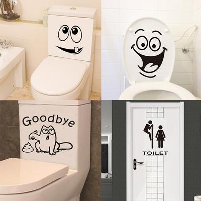Funny Smile Toilet Stickers Lovely Wall Decal Home Decor Art PVC Vinyl Bathroom Decoration Waterproof Home Decoration Stickers