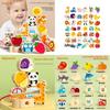 Wooden Animal Fruit Bead Stacking Blocks For Toddler Development