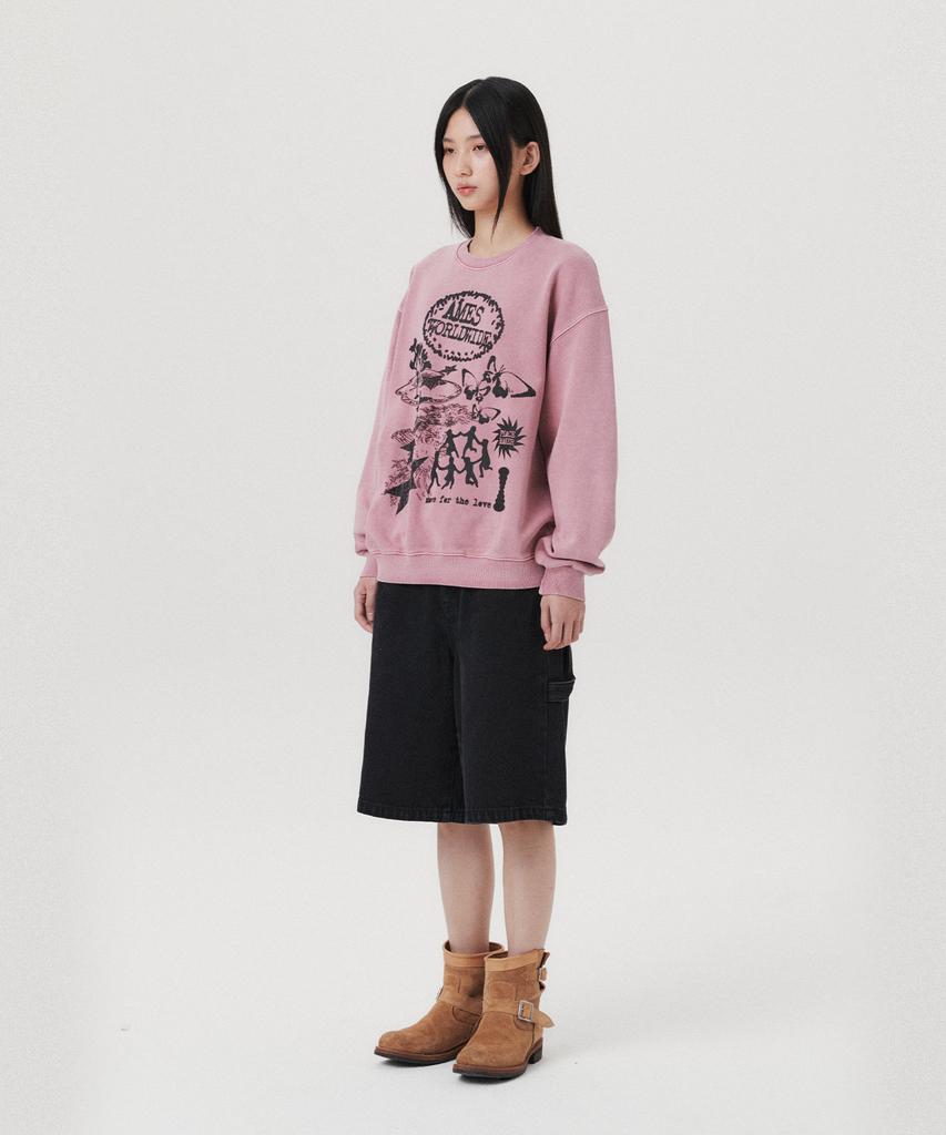 AMES-WORLDWIDE Graphic Pigment Sweatshirt Pink(Am2Efum441A)