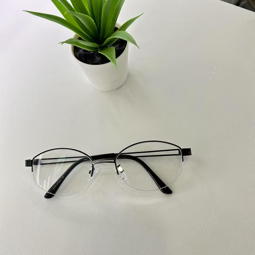 Vintage Style Women Sun Glass Oval Shape Semi-Rimless Uv Protection Sunglasses For Men Fashion Trendy Party Sunglasses