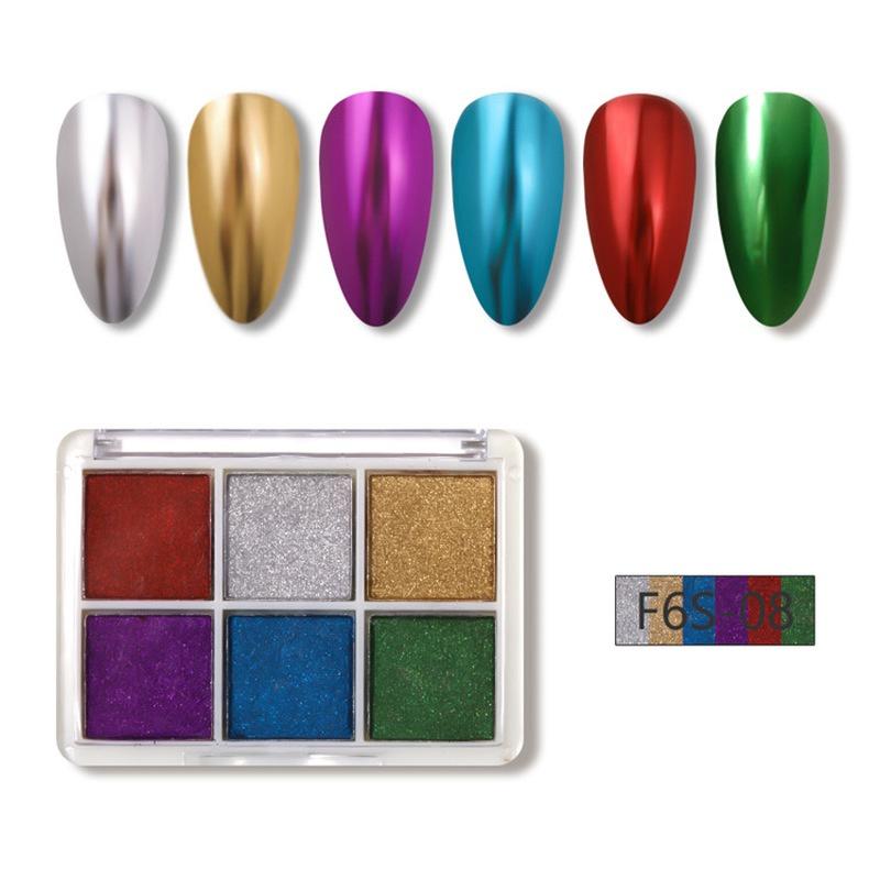 Nail 6 Color Solid Magic Mirror Powder Multicolor Art Glitter Powder Aurora Powder  Magic Mirror Powder Nails Pigments Decorations Manicure Tool