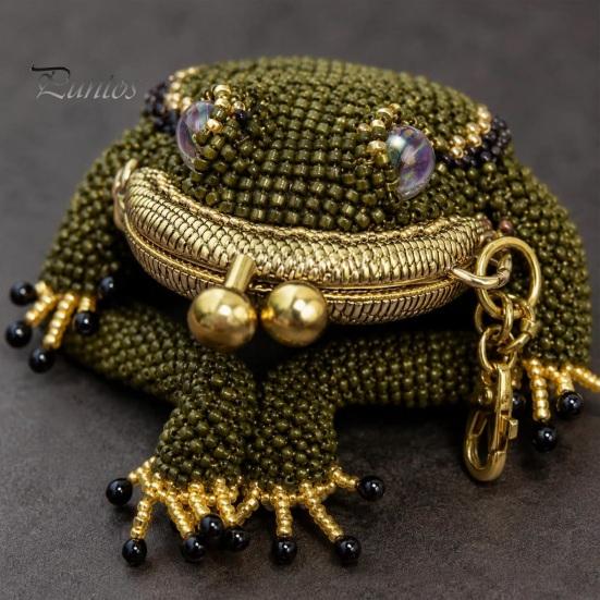 Cute Animal Shape Keychain Frog Coin Purse DIY Kit, Beaded Toad Craft Kiss Lock Mini Wallet Pouch, Handmade for Women Girls Handcrafted Kit
