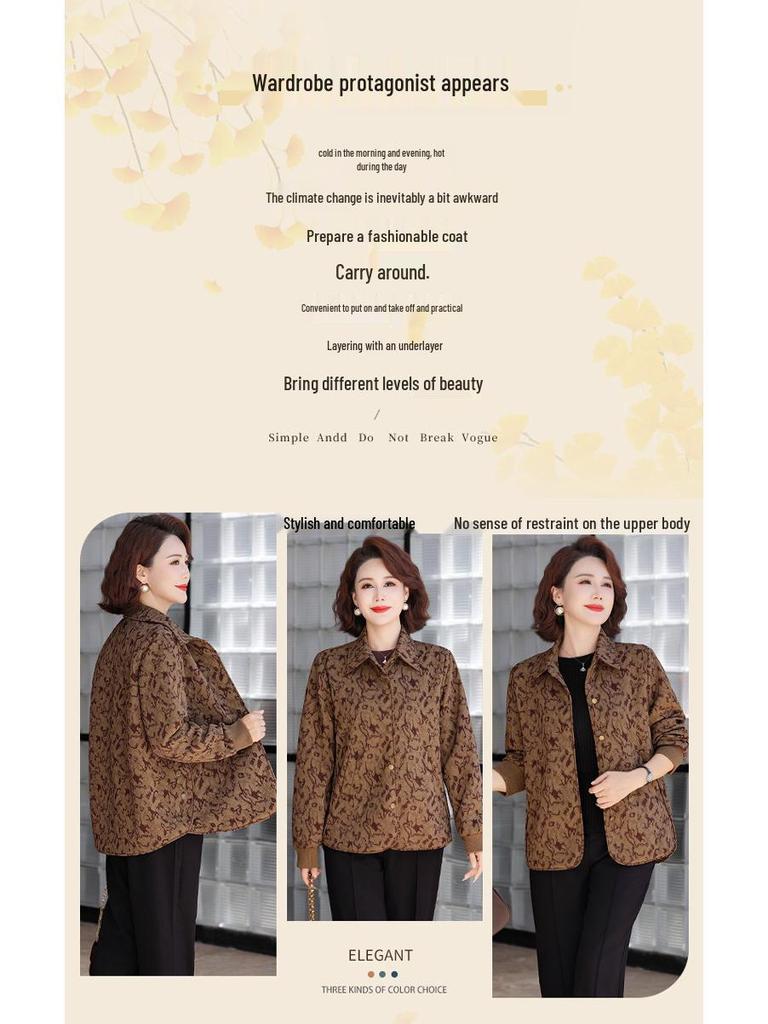 2026 Spring Floral Lapel Jacket: Stylish & Loose Mother's Wear - Plus Size Casual Top