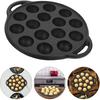 Hemoton Cast Iron Takoyaki Pan, Nonstick Grill Pan, 15 Holes Octopus Ball Meat Ball Griddle, Snail (Black)